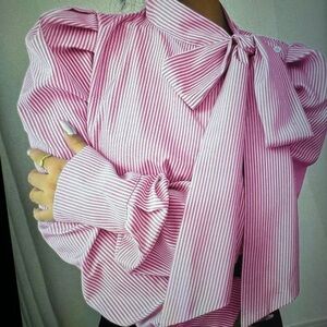 Striped Pink Bow Blouse